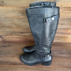 Franco Sarto Leather Capitol Black Tall Shaft Heeled Boots Women's 8M
